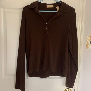 Kate Hill brown 1/2 button top
